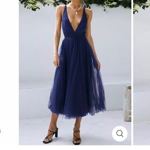 Shepicker. Audrey sexy mesh v neck flowy dress. Large.